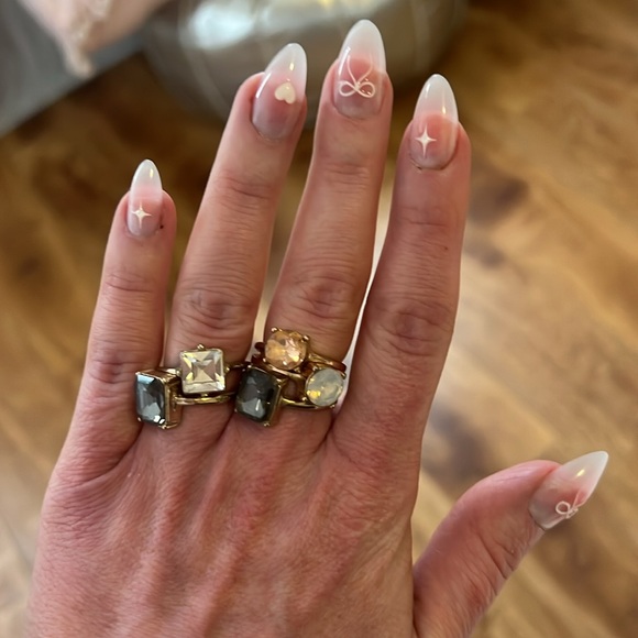 Set a five gold gemstone stackable rings Size 7 - Picture 5 of 15